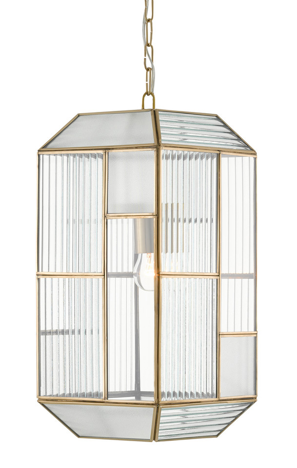 Currey and Company - 9000-0749 - One Light Pendant - Bardolph - Clear/Antique Brass