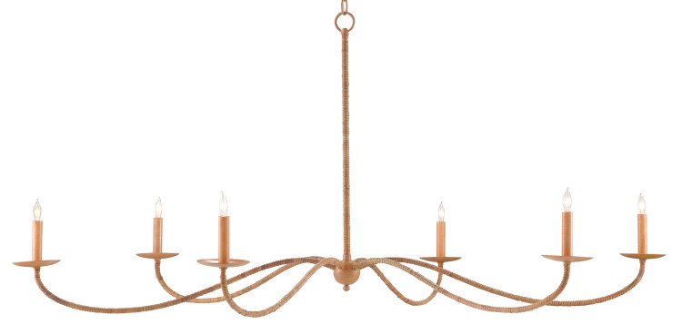 Currey and Company - 9000-0757 - Six Light Chandelier - Saxon - Natural/Saddle Tan
