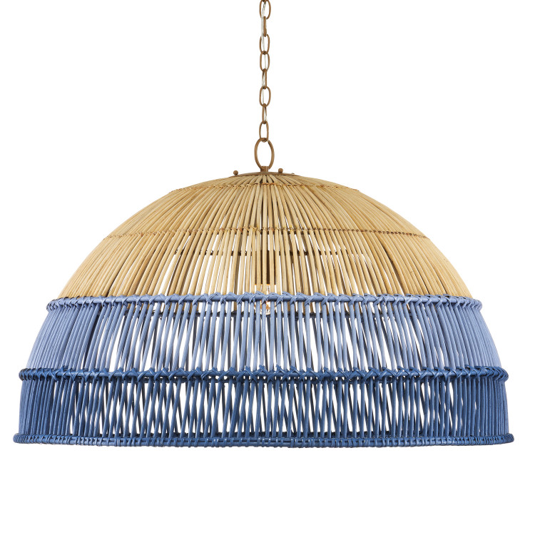 Currey and Company - 9000-0924 - One Light Pendant - Senjyo - Natural/Cornflower Blue/Blue Bonnet/Khaki