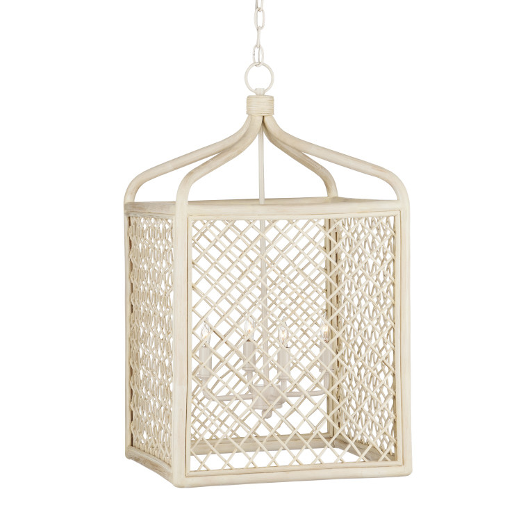 Currey and Company - 9000-0994 - Four Light Lantern - Wanstead - Hand-painted Glass/Brass