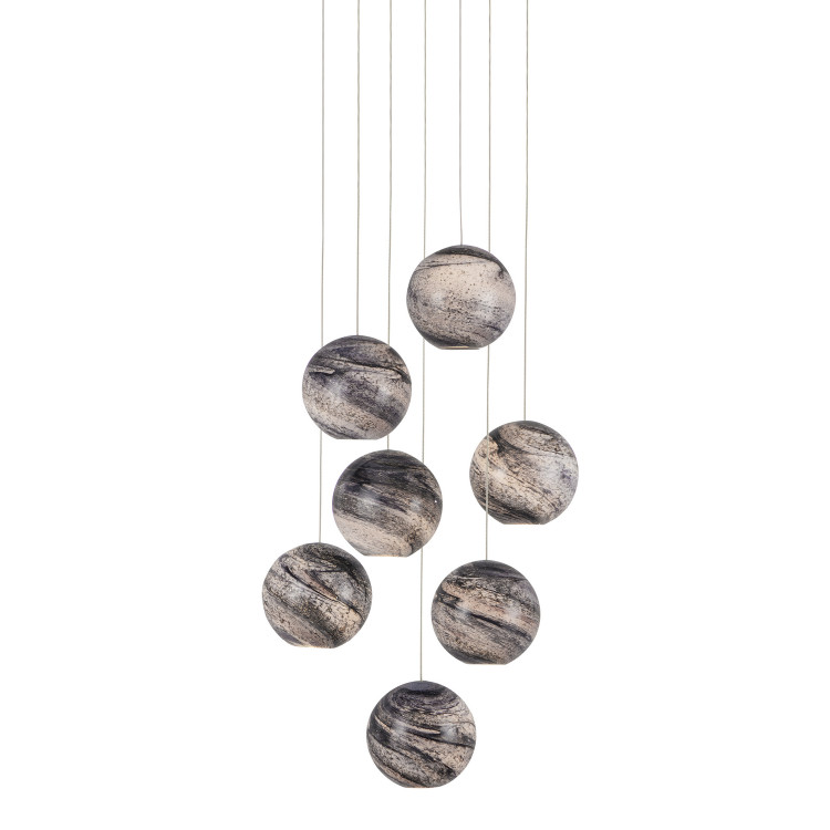 Currey and Company - 9000-1007 - Seven Light Pendant - Palatino - Earth with Speckles/Silver