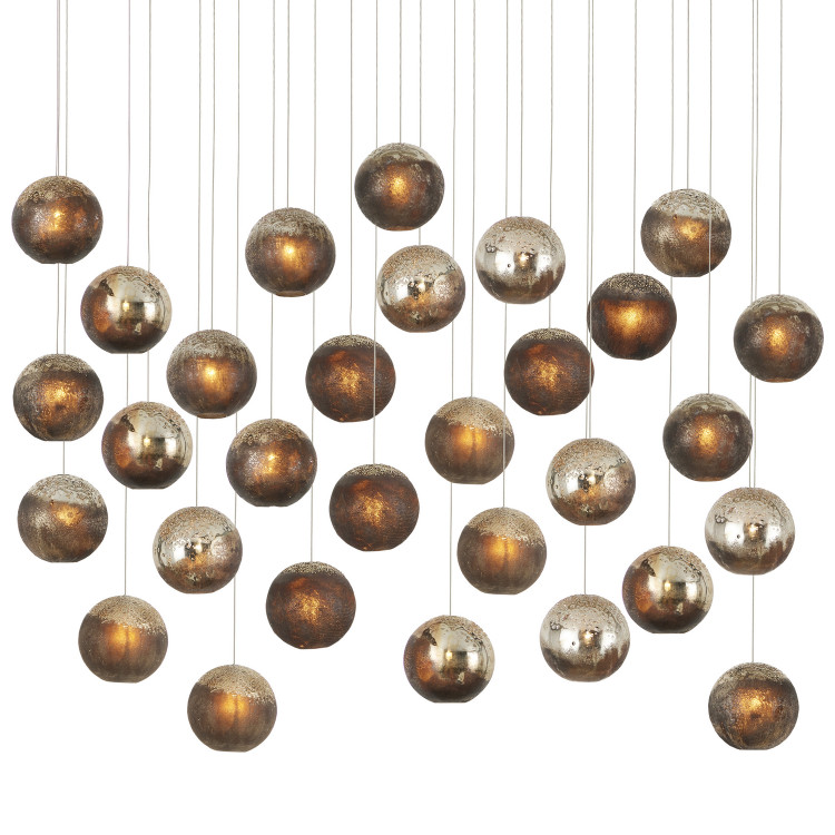 Currey and Company - 9000-1017 - 30 Light Pendant - Pathos - Charcoal/Antique Silver/Antique Gold/Silver