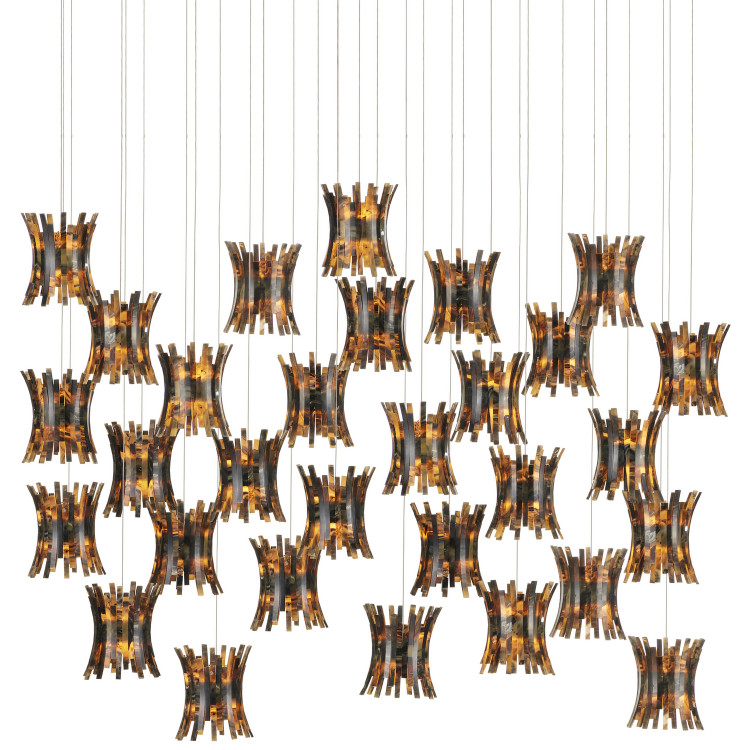 Currey and Company - 9000-1045 - 30 Light Pendant - Alsop - Brown/Black/Natural/Silver