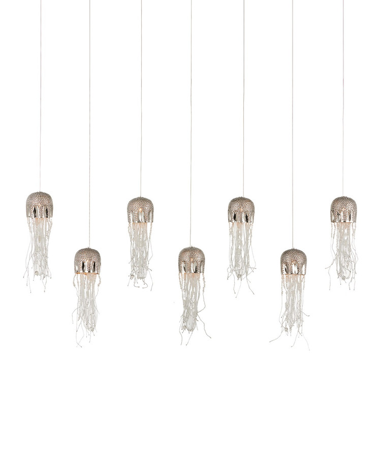 Currey and Company - 9000-1071 - Seven Light Pendant - Medusa - Nickel/Clear/Silver