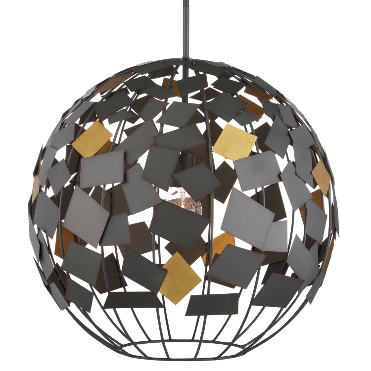 Currey and Company - 9000-1089 - One Light Chandelier - Moon Night Gray & Gold Orb Chandelier - Hiroshi Gray/Contemporary Gold Leaf