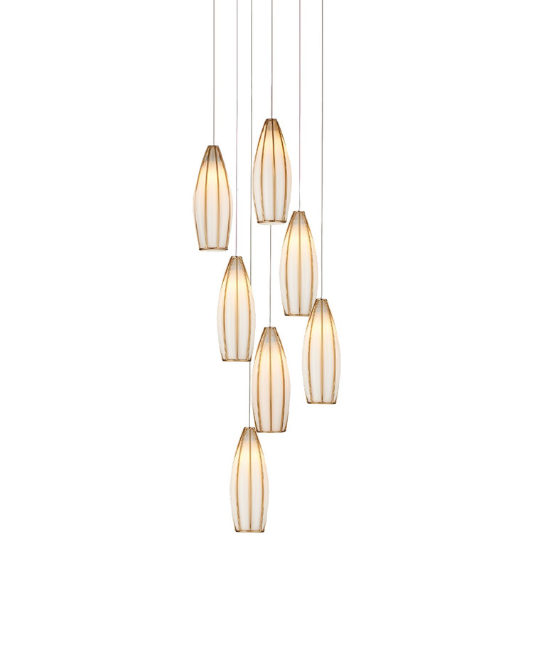Currey and Company - 9000-1187 - Seven Light Pendant - Parish - White/Antique Brass/Silver