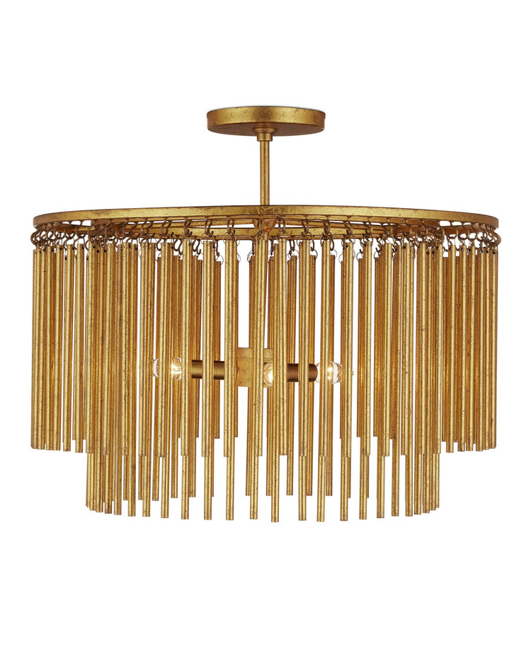 Currey and Company - 9000-1197 - Three Light Semi-Flush Mount - Mantra - Gold Leaf