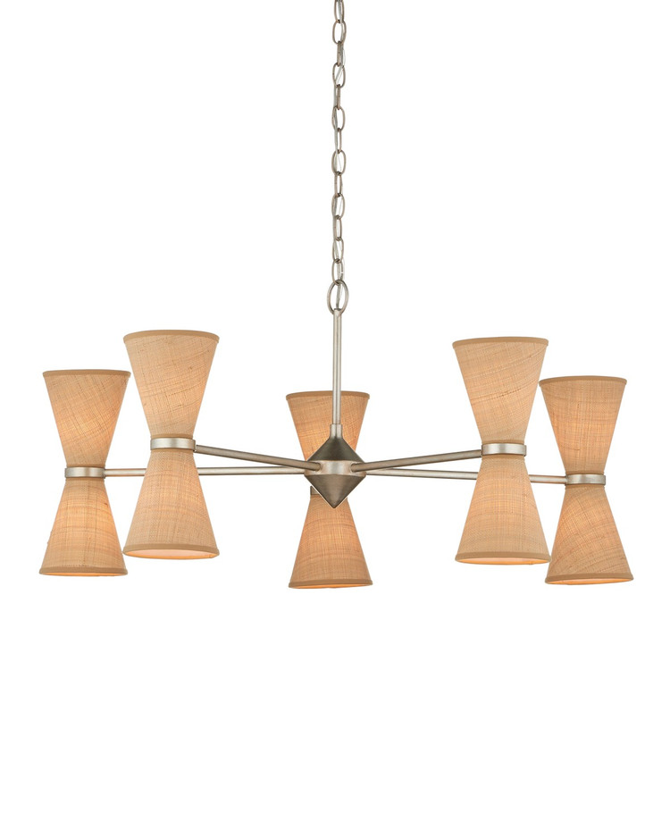 Currey and Company - 9000-1218 - Ten Light Chandelier - Pennyworth - Contemporary Silver Leaf/Contemporary Silver/Natural