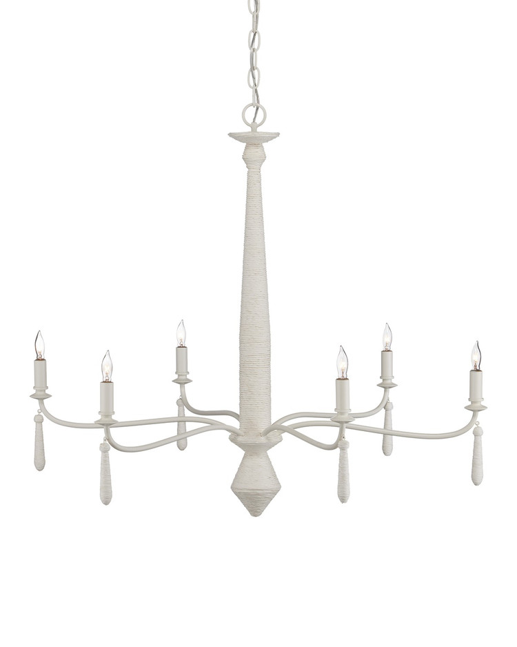 Currey and Company - 9000-1241 - Six Light Chandelier - Donnybrook - Snow White/White
