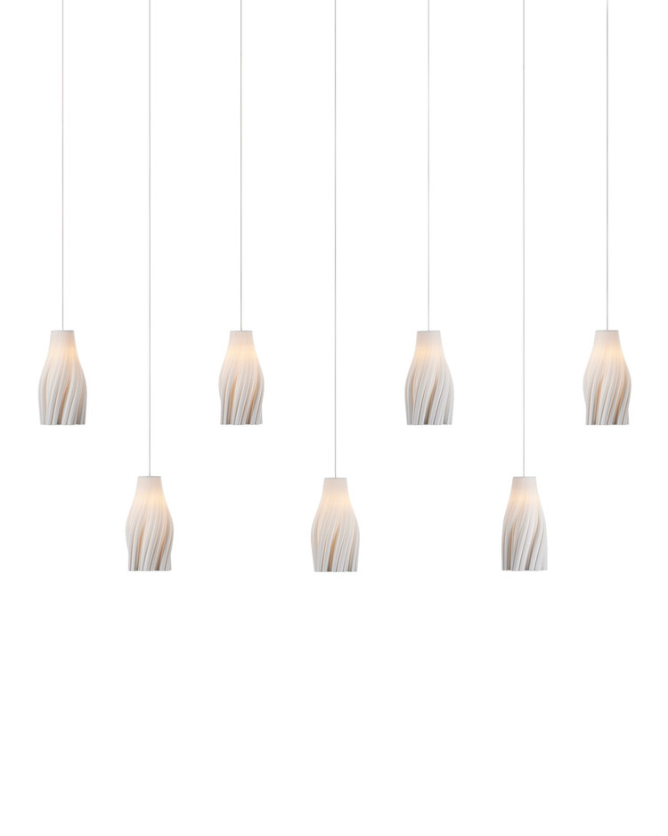 Currey and Company - 9000-1277 - Seven Light Linear Pendant - Posh - White/Silver