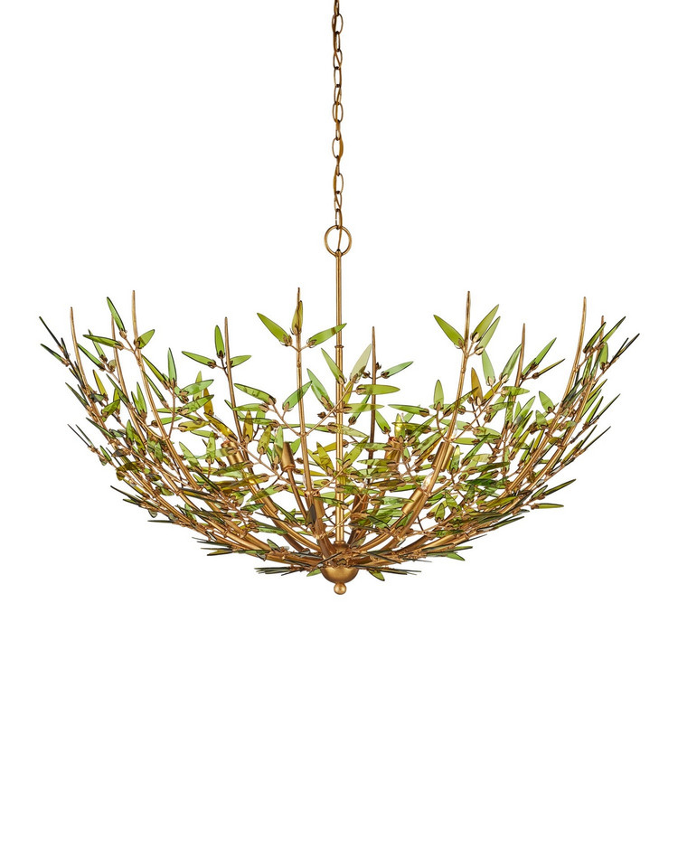 Currey and Company - 9000-1308 - Eight Light Chandelier - Babylon - Green/Contemporary Gold Leaf/Contemporary Gold