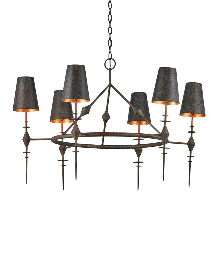 Currey and Company - 9000-1311 - Six Light Chandelier - Anselm - Verde Bronze/Contemporary Gold