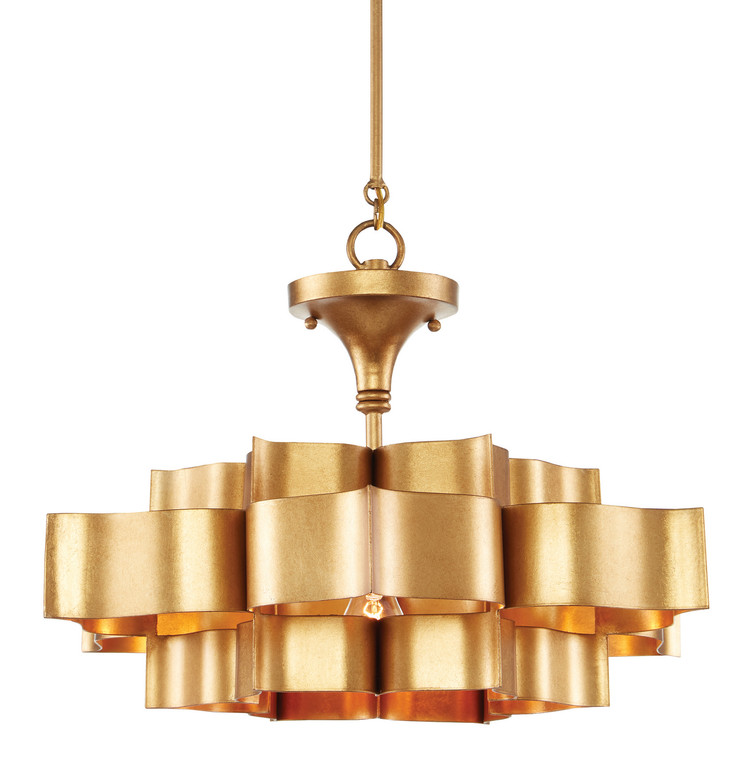 Currey and Company - 9944 - One Light Chandelier - Grand Lotus - Antique Gold Leaf