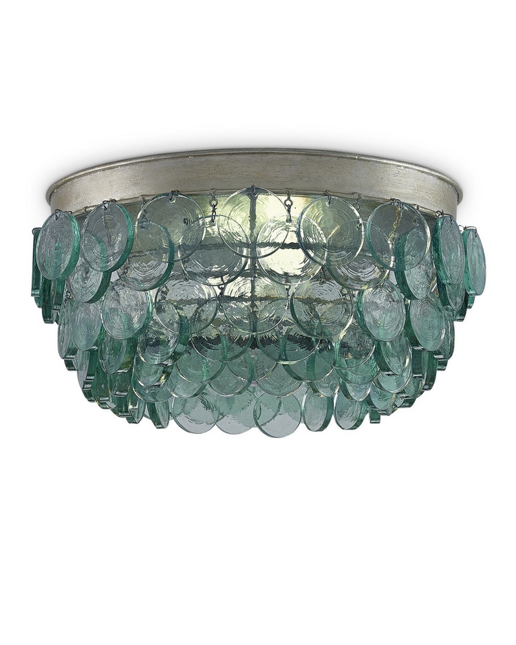 Currey and Company - 9999-0013 - Two Light Flush Mount - Braithwell - Clear/Silver Leaf