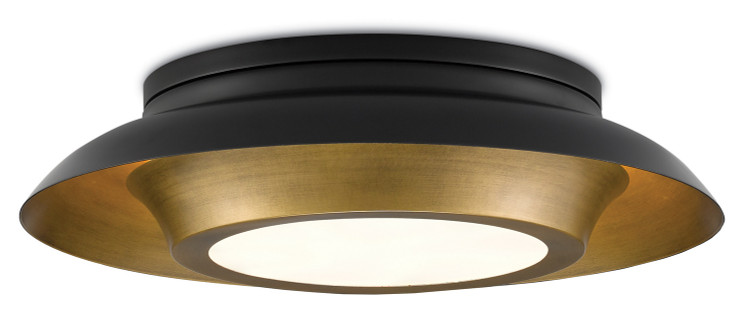 Currey and Company - 9999-0045 - Three Light Flush Mount - Metaphor - Antique Brass/Black/White