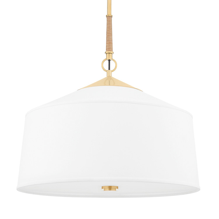 Hudson Valley - 5223-AGB - Three Light Pendant - White Plains - Aged Brass