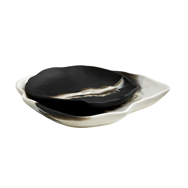 Arteriors - 5622 - Trays Set of 2 - Hollies - Black & White
