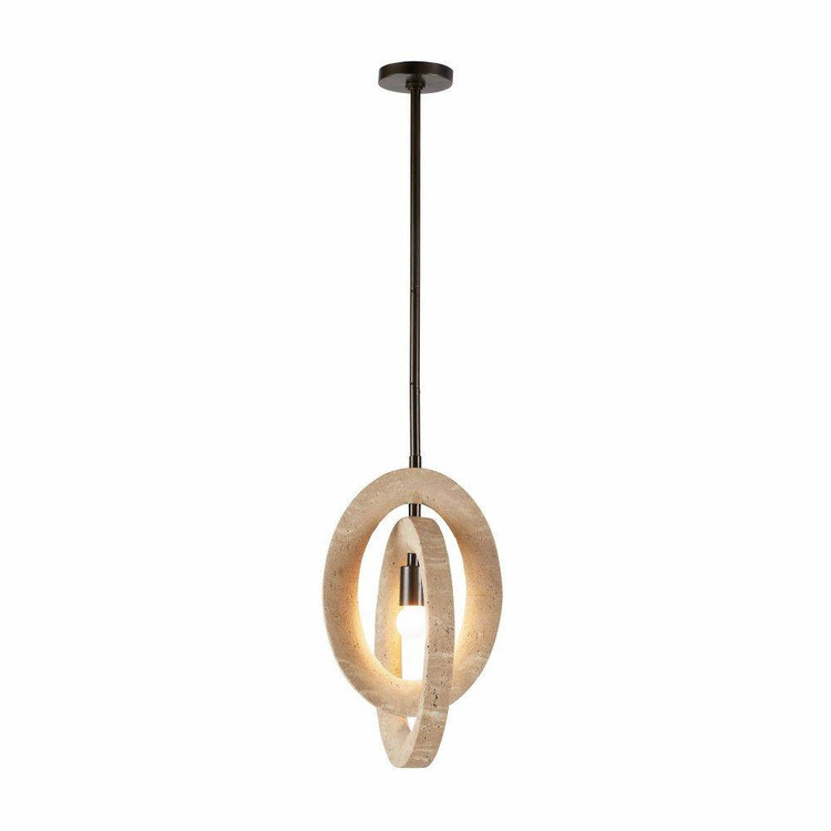 Arteriors - DPC15 - One Light Pendant - Collins - Faux Travertine/English Bronze