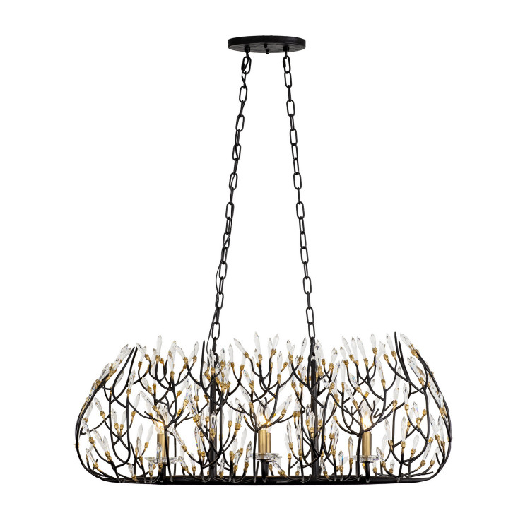 Varaluz - 271N06MBFG - Six Light Linear Pendant - Bask - Matte Black/French Gold