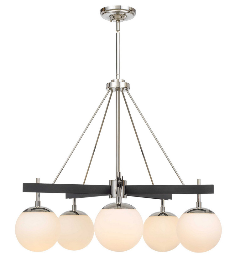 Varaluz - 352C05BLPN - Five Light Chandelier - Allie - Black/Polished Nickel