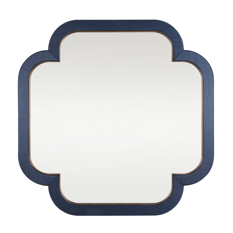 Varaluz - 455MI36A - Wall Mirror - Swiss - Dark Blue Grasscloth/Weathered Brass