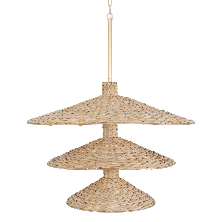Varaluz - 502P15FGN - 15 Light Pendant - Hilton Head - French Gold/Natural Seagrass