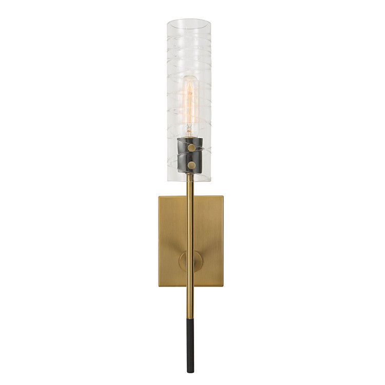 Uttermost - 22553 - One Light Wall Sconce - Telesto - Textured Black With Antique Brass