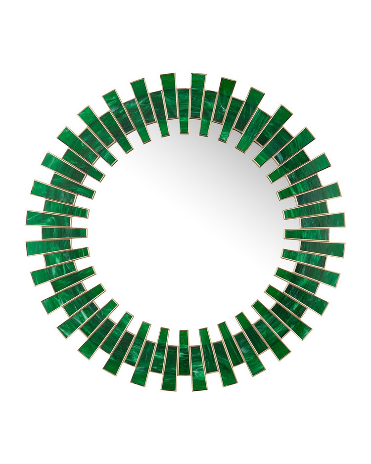 Currey and Company - 1000-0170 - Mirror - Glasdele Emerald - Green/Antique Brass