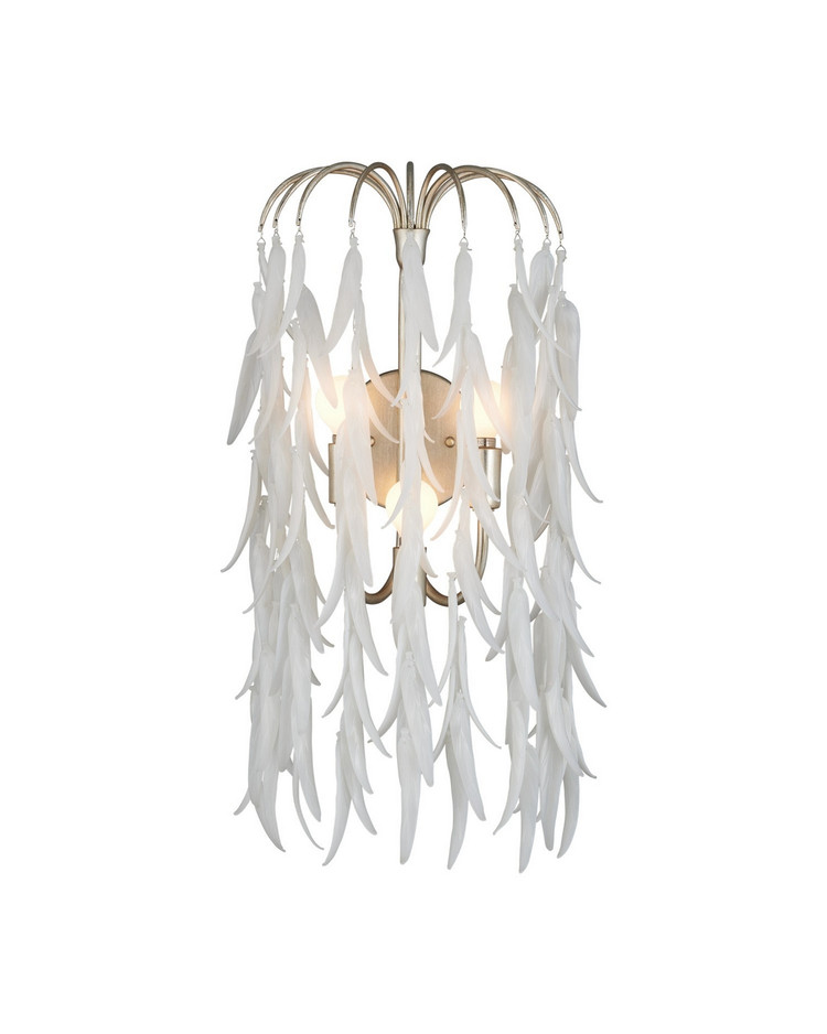 Currey and Company - 5000-0286 - Three Light Wall Sconce - Glen Arbor - White/Contemporary Silver Leaf/Contemporary Silver