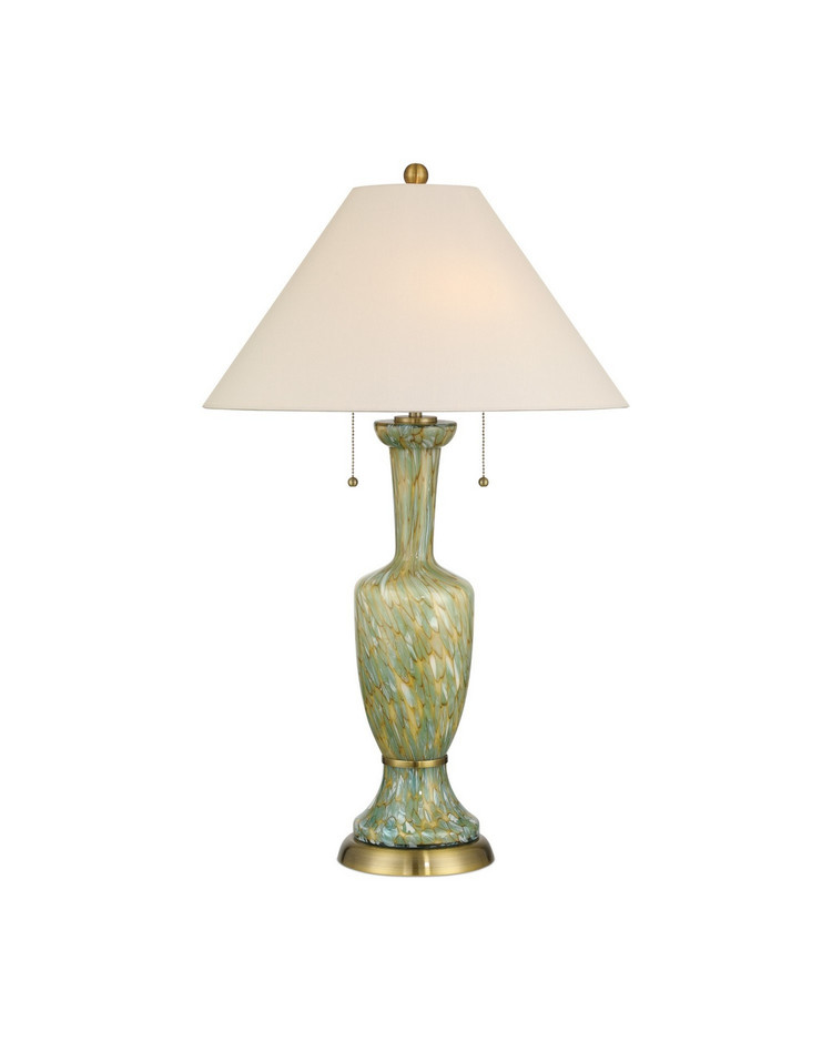 Currey and Company - 6000-1069 - Two Light Table Lamp - Classico - Green/Beige/Antique Brass