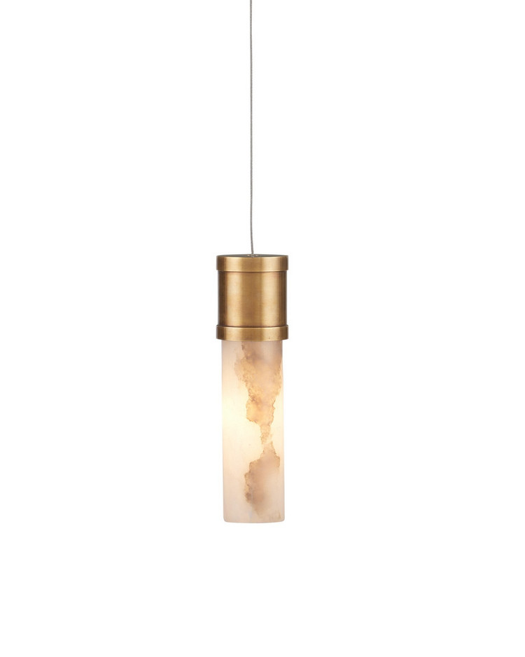 Currey and Company - 9000-1379 - One Light Pendant - Cannula - Vintage Brass/White/Silver