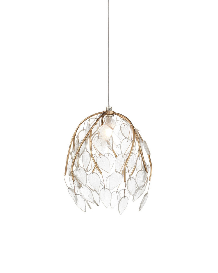 Currey and Company - 9000-1387 - One Light Pendant - Banyan - Antique Brass/Clear/Silver