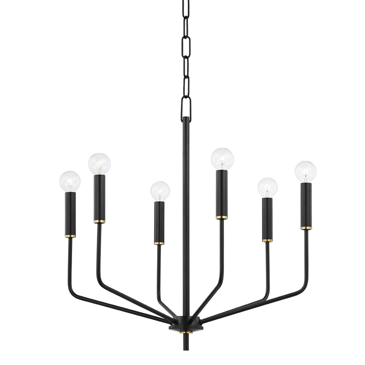 Mitzi - H516806-AGB/SBK - Six Light Chandelier - Bailey - Aged Brass