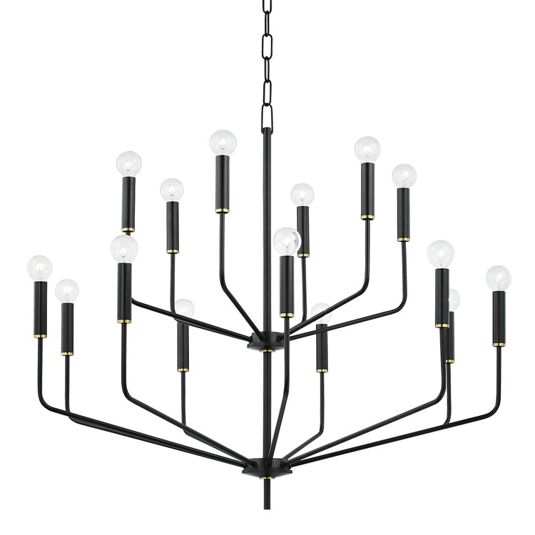 Mitzi - H516815-AGB/SBK - 15 Light Chandelier - Bailey - Aged Brass