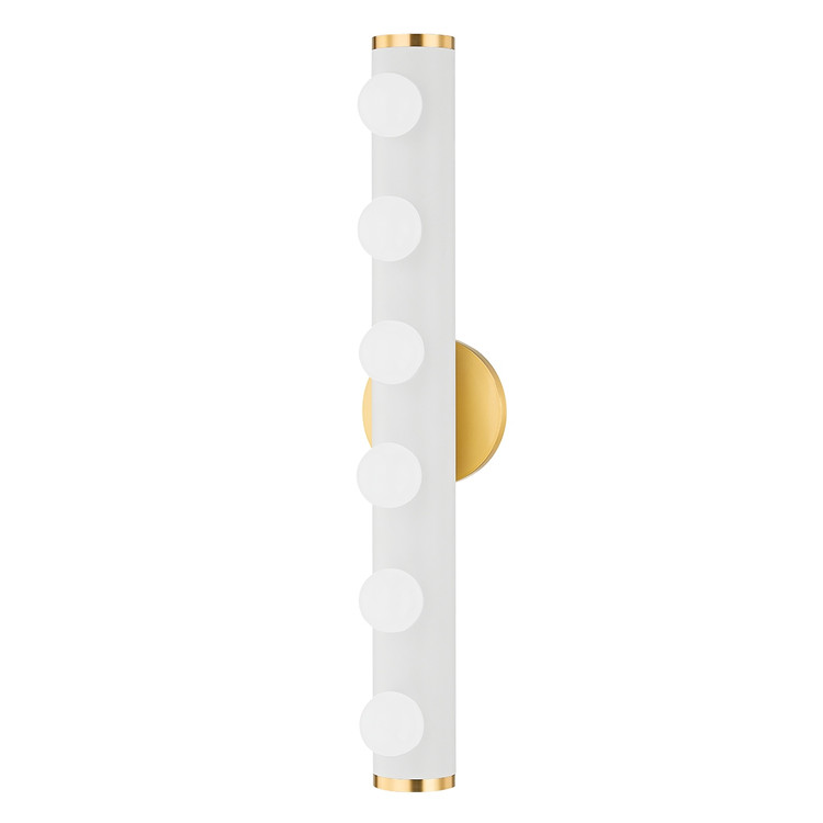 Mitzi - H631306-AGB/TWH - Six Light Bath and Vanity - Penny - Aged Brass/Textured White