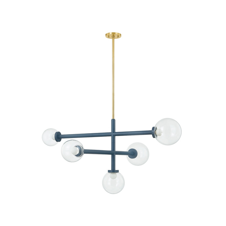 Mitzi - H883805-AGB/SBL - Five Light Chandelier - Sia - Aged Brass