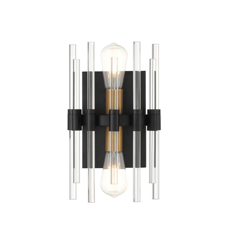 Savoy House - 9-1935-2-143 - Two Light Wall Sconce - Santiago - Matte Black w/Warm Brass