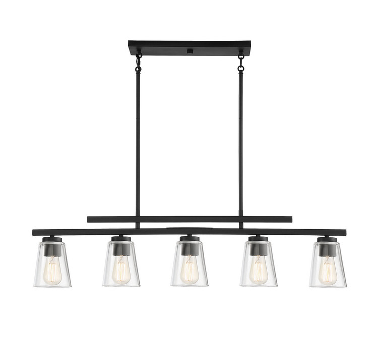 Savoy House - 1-1023-5-89 - Five Light Linear Chandelier - Calhoun - Matte Black