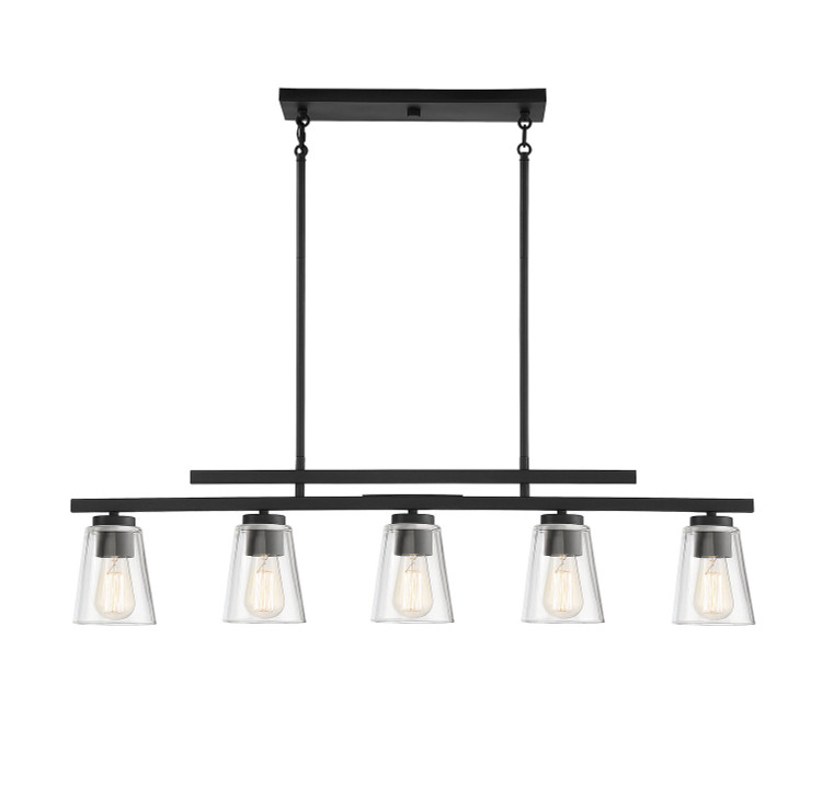 Savoy House - 1-1023-5-89 - Five Light Linear Chandelier - Calhoun - Matte Black