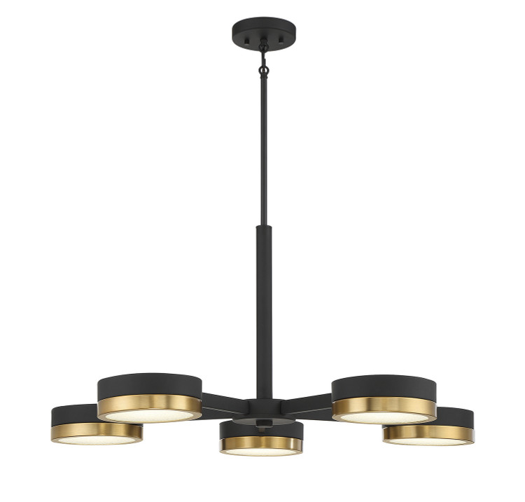 Savoy House - 1-1635-5-143 - LED Chandelier - Ashor - Matte Black with Warm Brass Accents