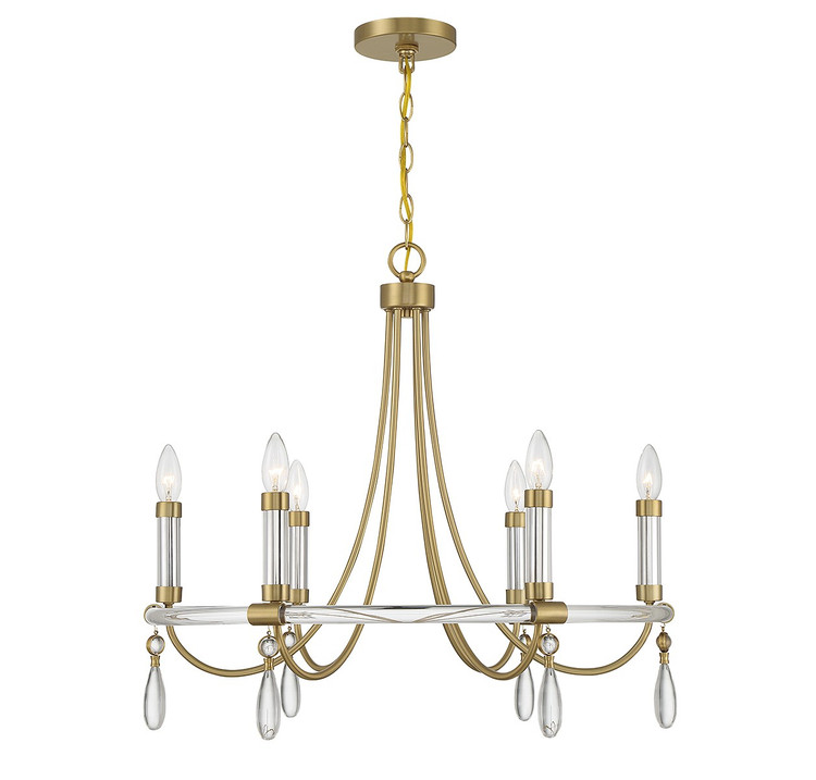 Savoy House - 1-7716-6-195 - Six Light Chandelier - Mayfair - Warm Brass/Chrome