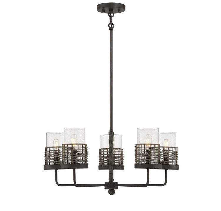Savoy House - 1-7778-5-181 - Five Light Convertible Semi-Flush - Granada - Gunsmoke with Gray Rattan