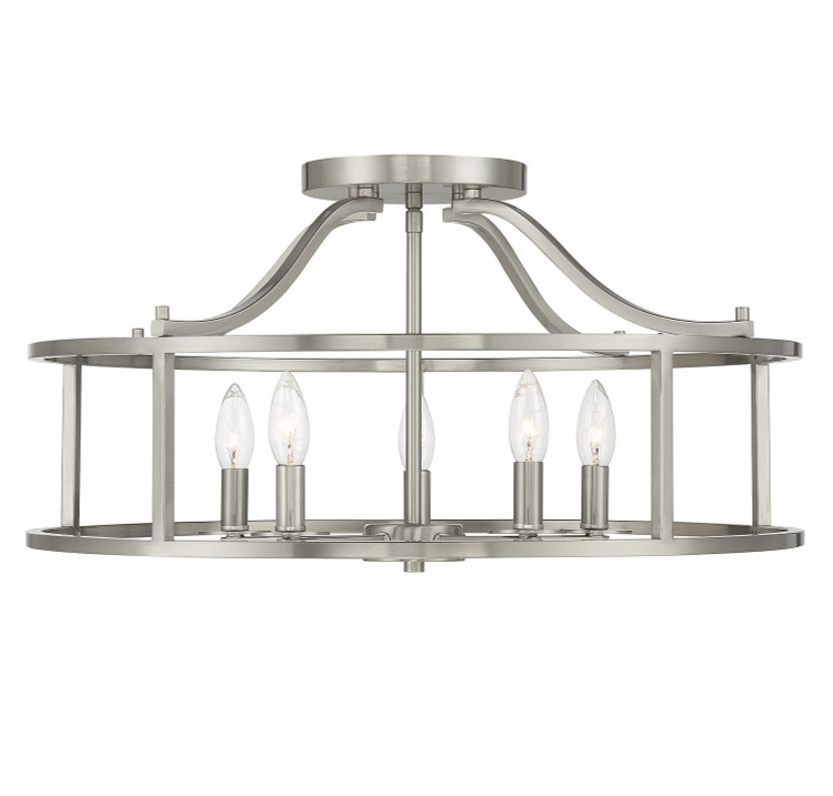 Savoy House - 6-1679-5-SN - Five Light Semi Flush Mount - Stockton - Satin Nickel