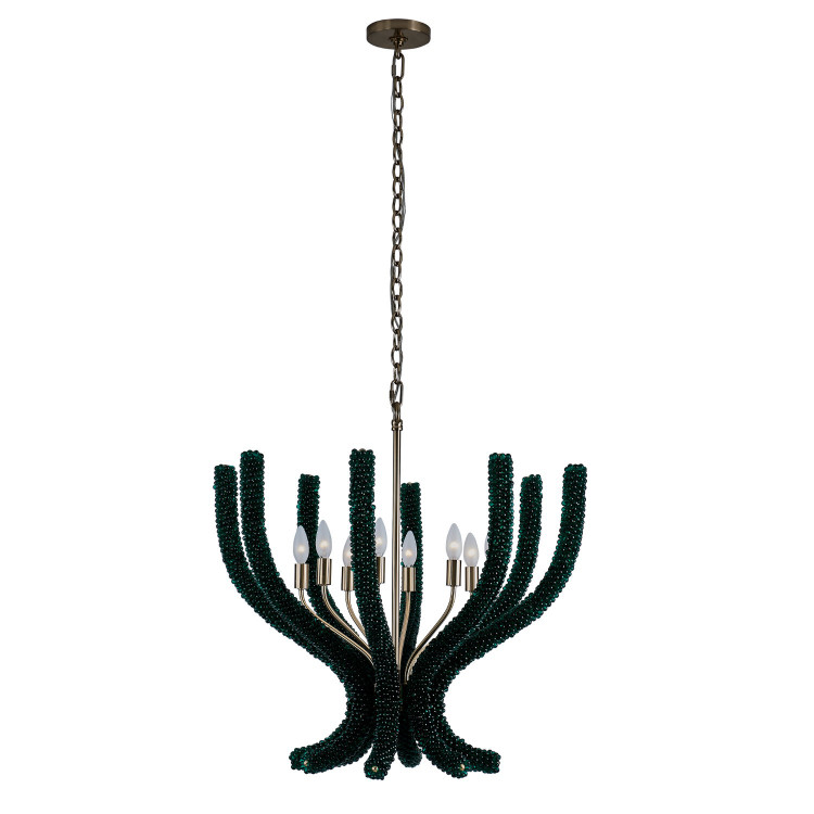 Kalco - 525955BCG/GRN - Eight Light Chandelier - CORAL - Brushed Champagne Gold