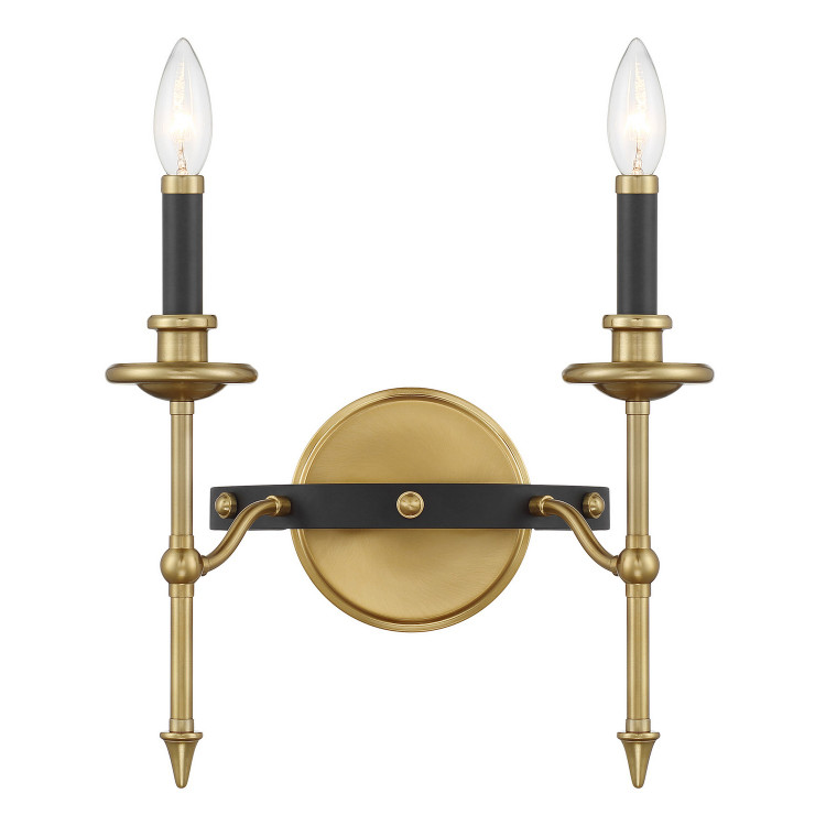 Savoy House - 9-9510-2-143 - Two Light Wall Sconce - Consulate - Matte Black and Warm Brass