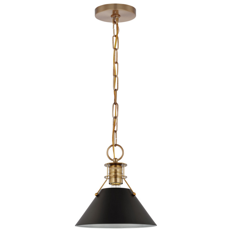 Nuvo Lighting - 60-7521 - One Light Pendant - Outpost - Matte Black / Burnished Brass