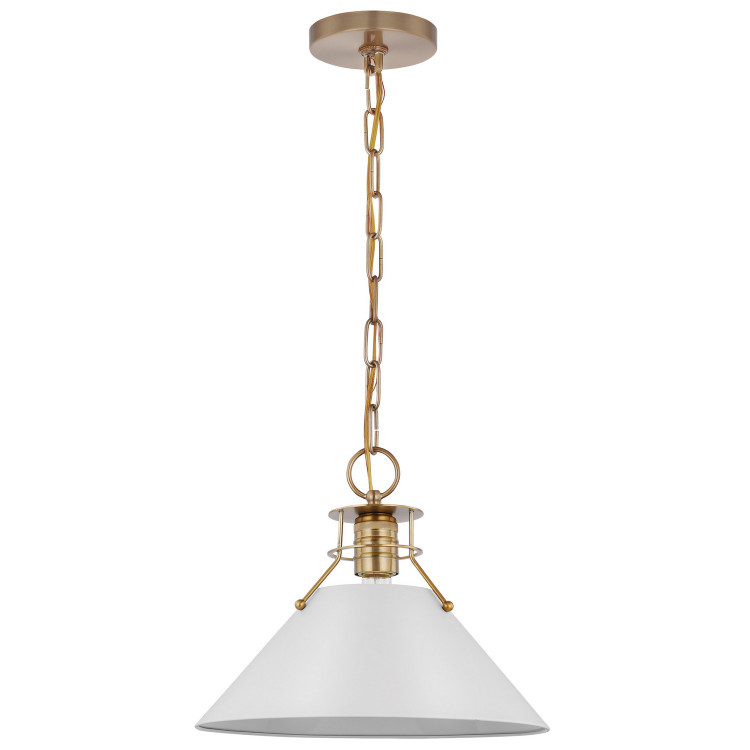 Nuvo Lighting - 60-7524 - One Light Pendant - Outpost - Matte White / Burnished Brass