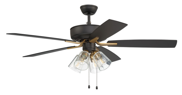 Craftmade - P104FBSB5-52BWNFB - 52 Ceiling Fan - Pro Plus 104 - Flat Black/Satin Brass