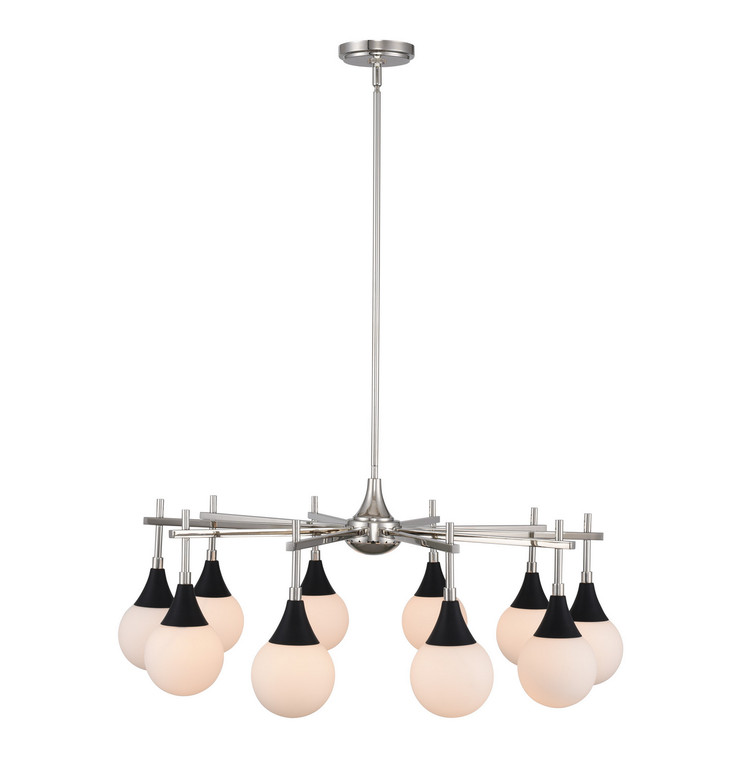 Kalco - 508571BPN - Ten Light Chandelier - Bogart - Matte Black w Polished Nickel