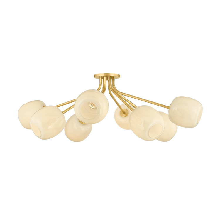 Mitzi - H1092608-AGB - Eight Light Semi Flush Mount - Lisette - Aged Brass